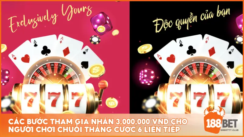 Các bước tham gia nhận 3,000,000 VND cho người chơi chuỗi thắng cược 6 liên tiếp