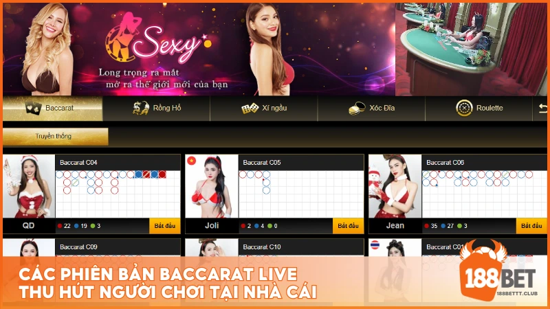 Các phiên bản Baccarat Live thu hút người chơi tại nhà cái