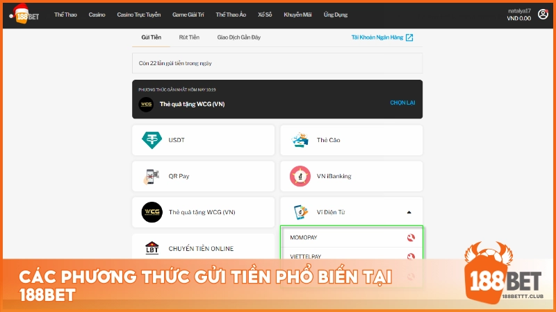 Tổng hợp các cách nạp tiền nhanh chóng và an toàn tại 188BET