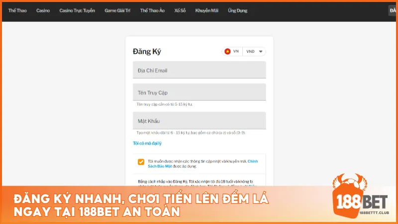 Đăng ký nhanh, chơi Tiến Lên Đếm Lá ngay tại 188BET an toàn