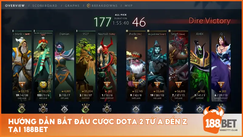 Hướng dẫn bắt đầu cược Dota 2 từ A đến Z tại 188BET