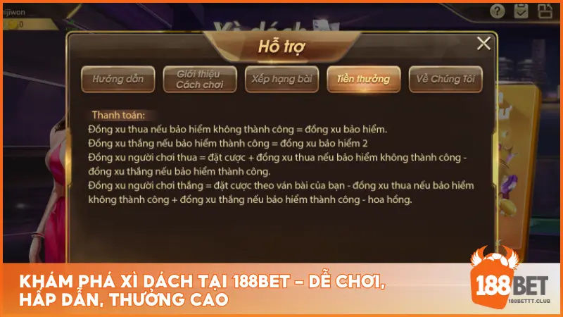 Khám phá Xì Dách tại 188BET - dễ chơi, hấp dẫn, thưởng cao