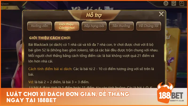 Luật chơi Xì Dách đơn giản, dễ thắng ngay tại 188BET