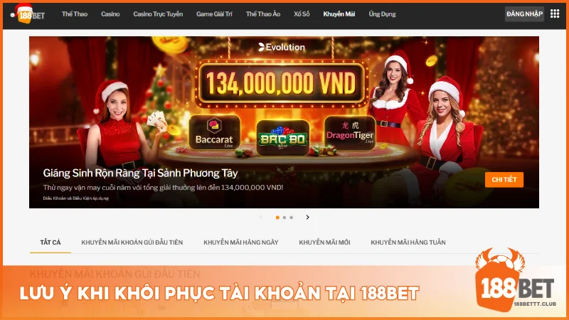 Ghi nhớ các điểm quan trọng khi khôi phục tài khoản tại 188BET