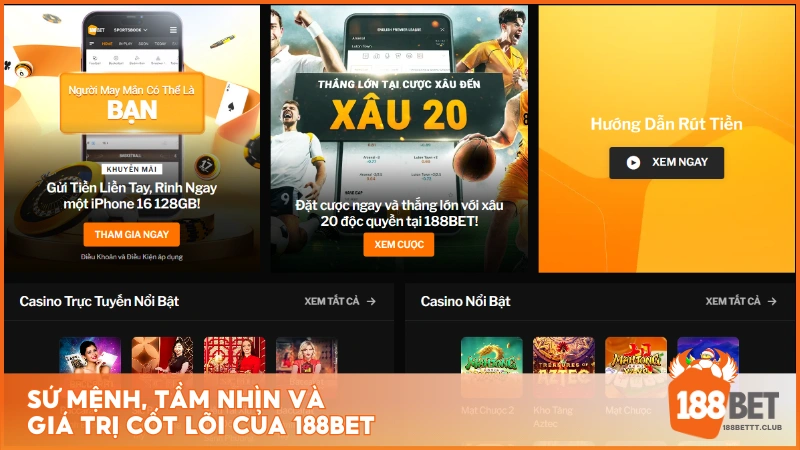 Sứ mệnh, tầm nhìn và giá trị cốt lõi của 188BET