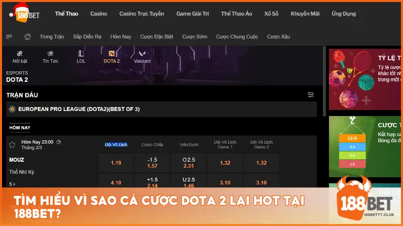 Tìm hiểu vì sao cá cược Dota 2 lại hot tại 188BET? 