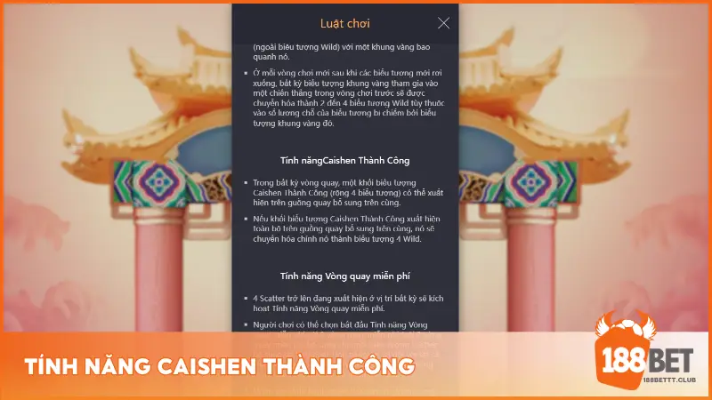 Tính năng Caishen Thành Công