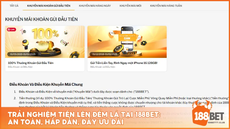 Trải nghiệm Tiến Lên Đếm Lá tại 188BET: An toàn, hấp dẫn, đầy ưu đãi