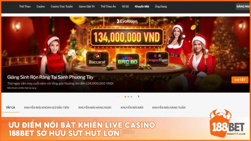 Ưu điểm nổi bật khiến Live Casino 188BET sở hữu sức hút lớn